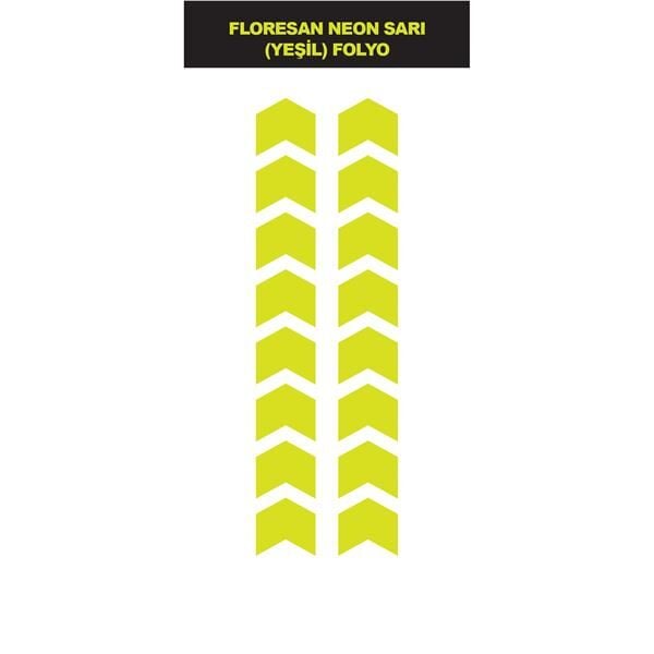 FLORESAN NEON SARI (YEŞİL)OK İŞARETİ MINI STICKER