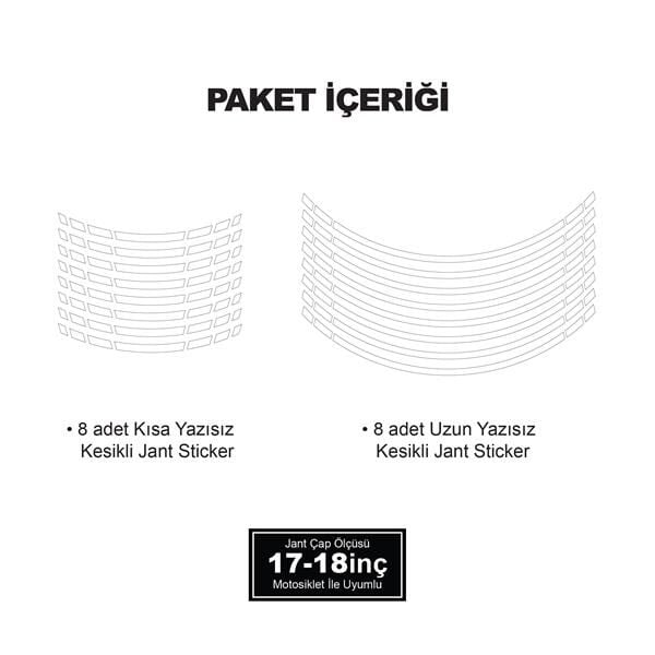 TEK RENK KESİKLİ BEYAZ JANT DIŞ ŞERİT STICKER