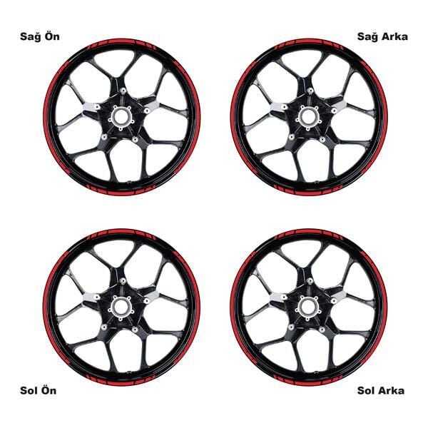 TEK RENK KESİKLİ KIRMIZI JANT DIŞ ŞERİT STICKER