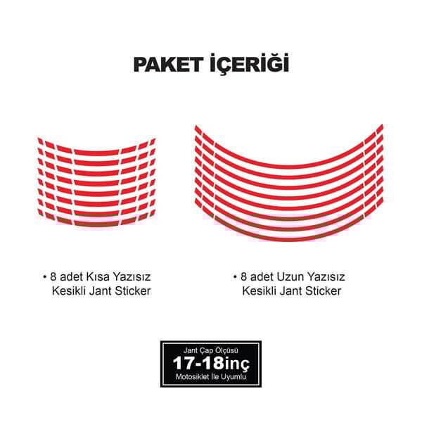 TEK RENK KESİKLİ KIRMIZI JANT DIŞ ŞERİT STICKER