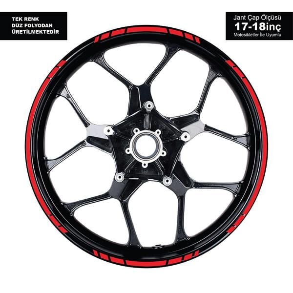 TEK RENK KESİKLİ KIRMIZI JANT DIŞ ŞERİT STICKER