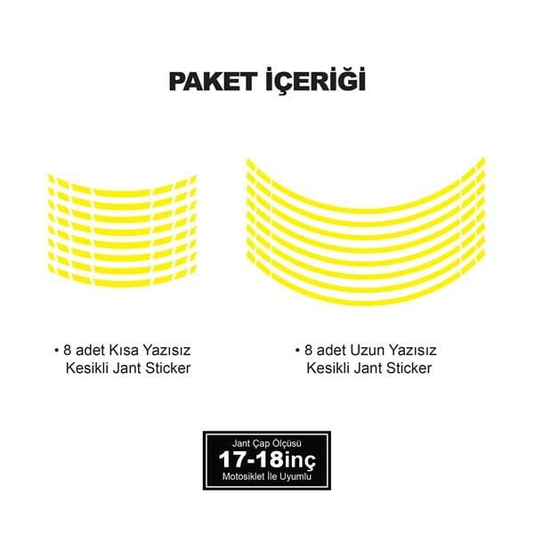 TEK RENK KESİKLİ SARI JANT DIŞ ŞERİT STICKER