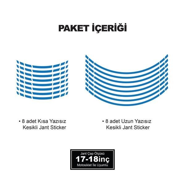 TEK RENK KESİKLİ MAVİ JANT DIŞ ŞERİT STICKER