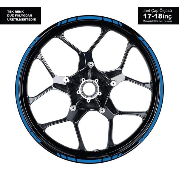 TEK RENK KESİKLİ MAVİ JANT DIŞ ŞERİT STICKER