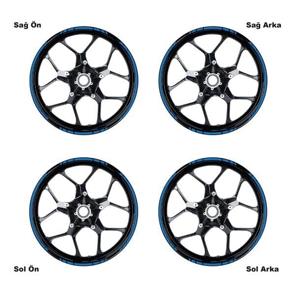 TEK RENK KESİKLİ MAVİ JANT DIŞ ŞERİT STICKER