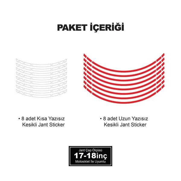 ÇİFT RENK KESİKLİ KIRMIZI-BEYAZ JANT DIŞ ŞERİT STICKER