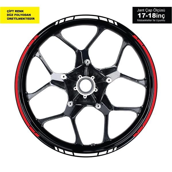 ÇİFT RENK KESİKLİ KIRMIZI-BEYAZ JANT DIŞ ŞERİT STICKER