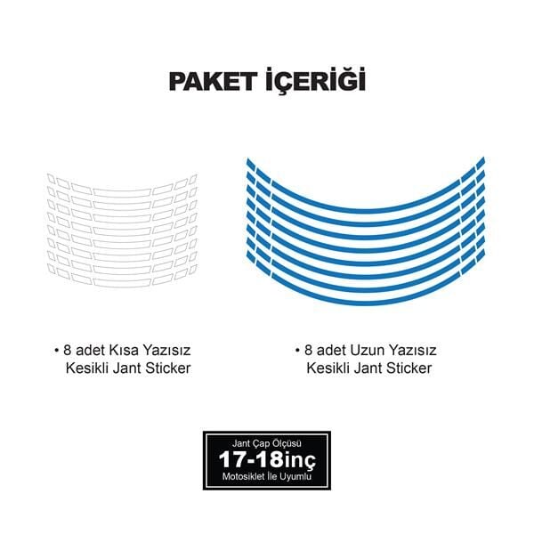 ÇİFT RENK KESİKLİ MAVİ-BEYAZ JANT DIŞ ŞERİT STICKER