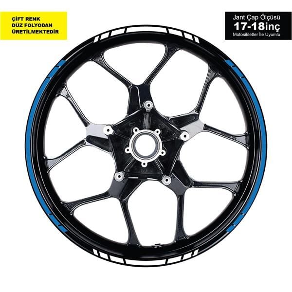 ÇİFT RENK KESİKLİ MAVİ-BEYAZ JANT DIŞ ŞERİT STICKER