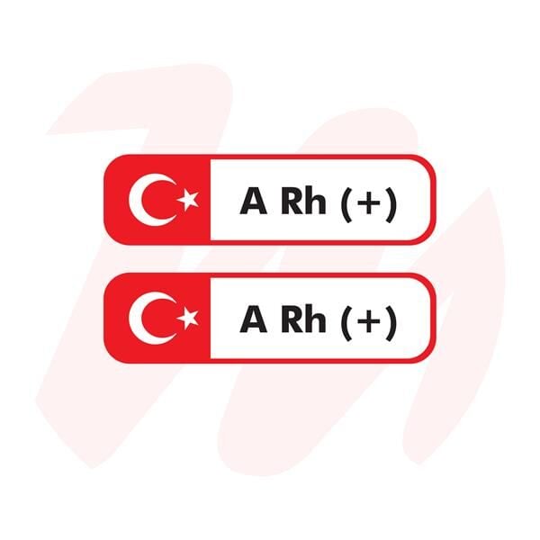 A RH (+) POZİTİF KAN GRUBU STICKER İKİLİ BEYAZ DİKDÖRTGEN DAMLA