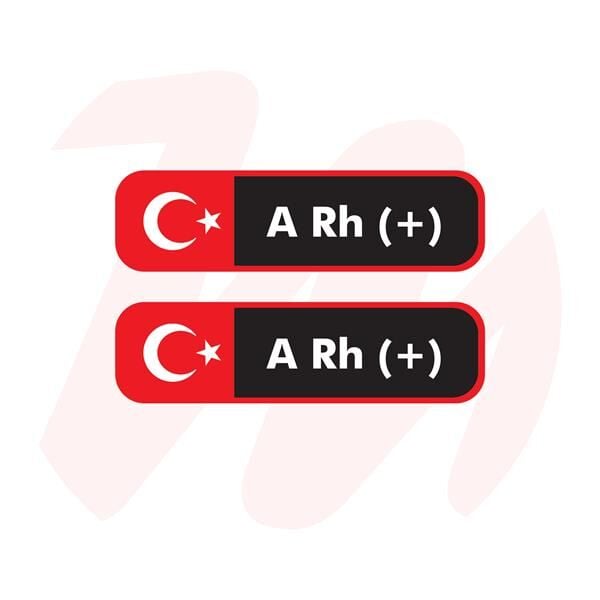 A RH (+) POZİTİF KAN GRUBU STICKER İKİLİ SİYAH DİKDÖRTGEN DAMLA