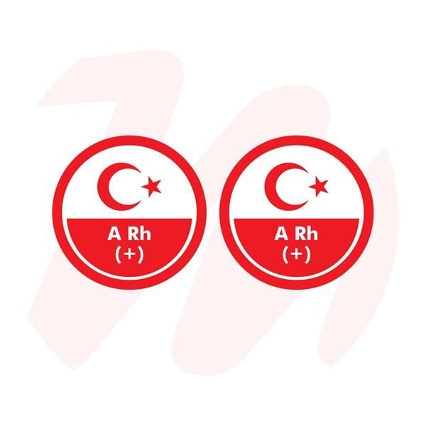 A RH (+) POZİTİF KAN GRUBU STICKER İKİLİ BEYAZ DAİRE DAMLA