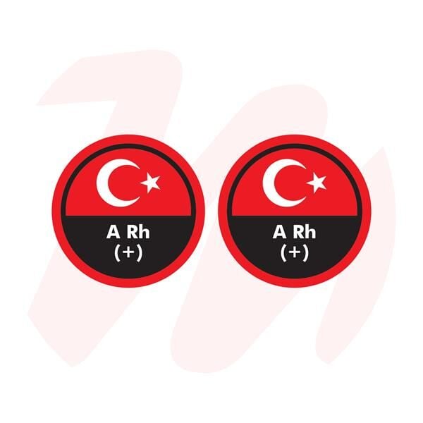 A RH (+) POZİTİF KAN GRUBU STICKER İKİLİ SİYAH DAİRE DAMLA