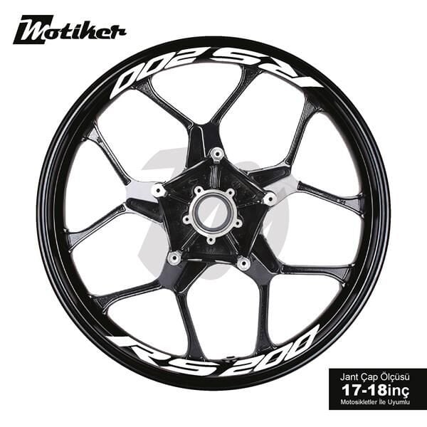 BAJAJ RS200 JANT İÇİ YAZI STİCKER ETİKET MODELİ BEYAZ