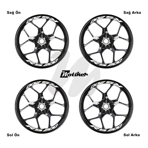 BAJAJ RS200 JANT İÇİ YAZI STİCKER ETİKET MODELİ BEYAZ