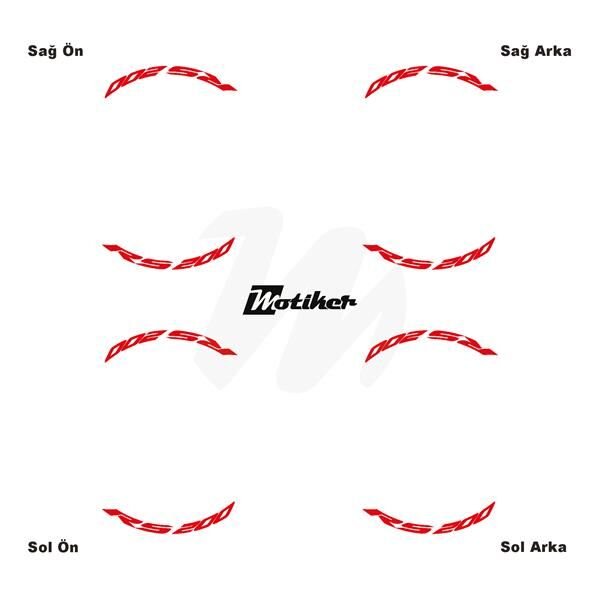 BAJAJ RS200 JANT İÇİ YAZI STİCKER ETİKET MODELİ KIRMIZI