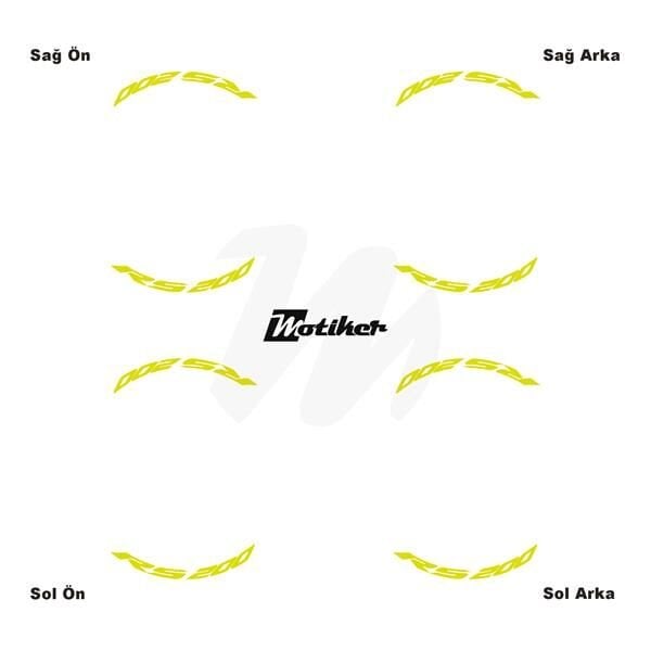 BAJAJ RS200 JANT İÇİ YAZI STİCKER ETİKET MODELİ NEON SARI (YEŞİL)