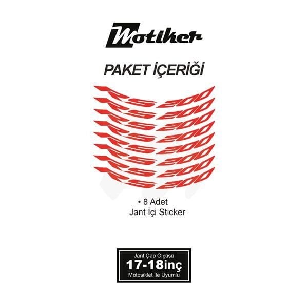 BAJAJ RS200 JANT İÇİ YAZI STİCKER ETİKET MODELİ NEON TURUNCU