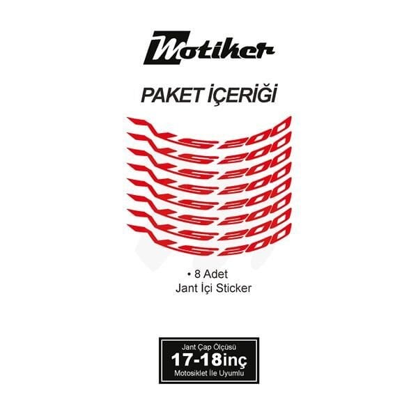 BAJAJ NS200 JANT İÇİ YAZI STİCKER ETİKET MODELİ KIRMIZI