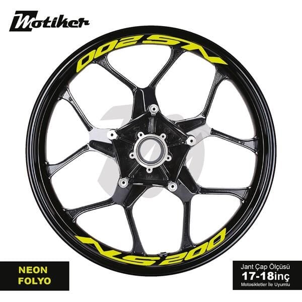 BAJAJ NS200 JANT İÇİ YAZI STİCKER ETİKET MODELİ NEON SARI (YEŞİL)