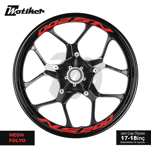 BAJAJ NS200 JANT İÇİ YAZI STİCKER ETİKET MODELİ NEON TURUNCU