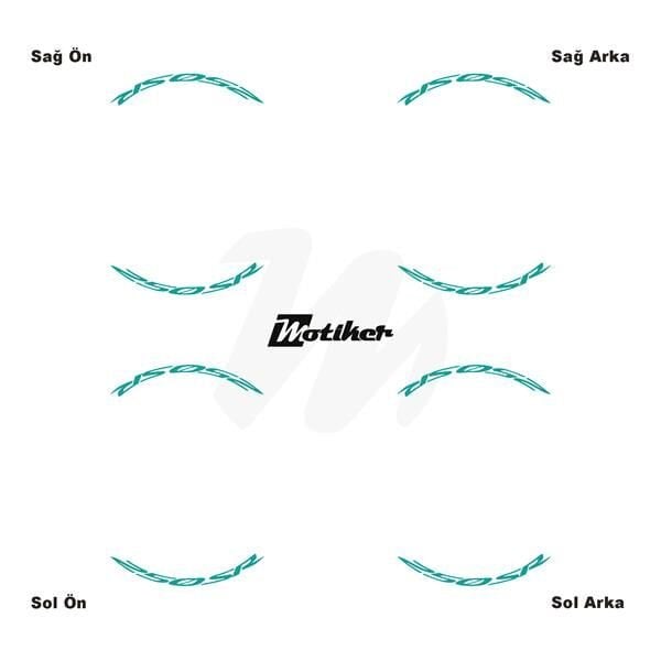 CFMOTO 250SR JANT İÇİ YAZI STİCKER ETİKET MODELİ TURKUAZ