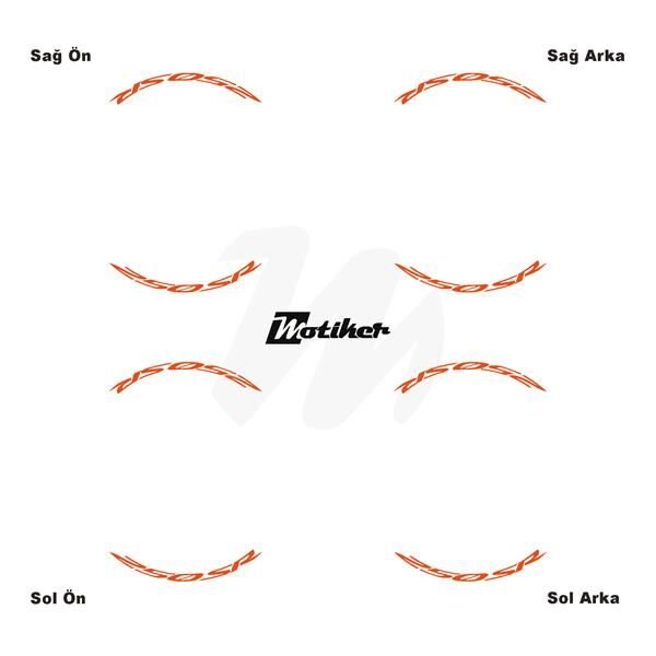 CFMOTO 250SR JANT İÇİ YAZI STİCKER ETİKET MODELİ TURUNCU