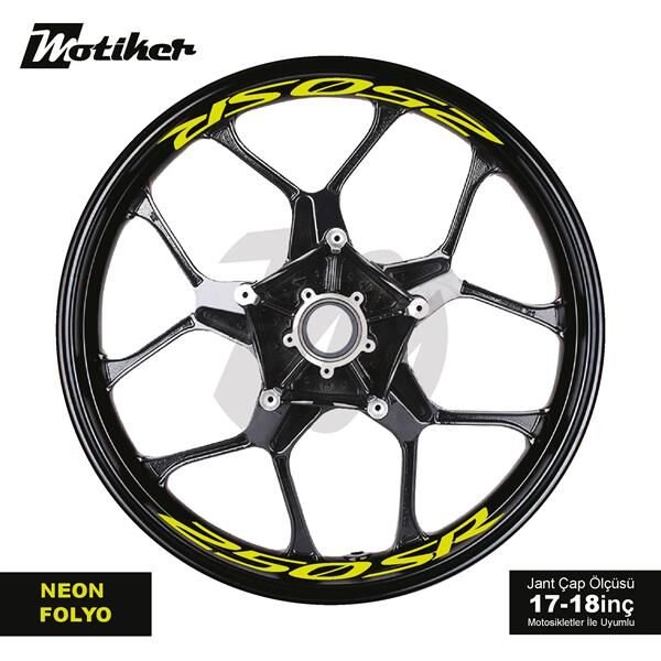 CFMOTO 250SR JANT İÇİ YAZI STİCKER ETİKET MODELİ NEON SARI (YEŞİL)