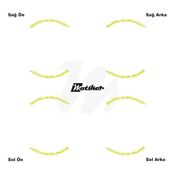 CFMOTO 250SR JANT İÇİ YAZI STİCKER ETİKET MODELİ NEON SARI (YEŞİL)