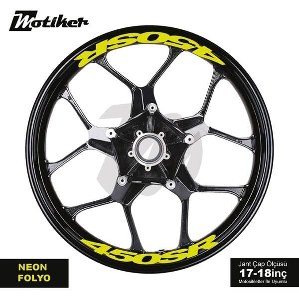 CFMOTO 450SR JANT İÇİ YAZI STİCKER ETİKET MODELİ NEON SARI (YEŞİL)