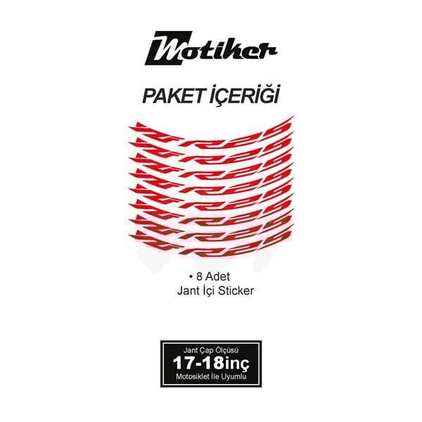 YAMAHA YZF-R25 JANT İÇİ YAZI STİCKER ETİKET MODELİ KIRMIZI