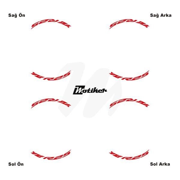 YAMAHA YZF-R25 JANT İÇİ YAZI STİCKER ETİKET MODELİ KIRMIZI