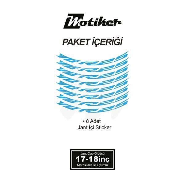 YAMAHA YZF-R25 JANT İÇİ YAZI STİCKER ETİKET MODELİ AÇIK MAVİ