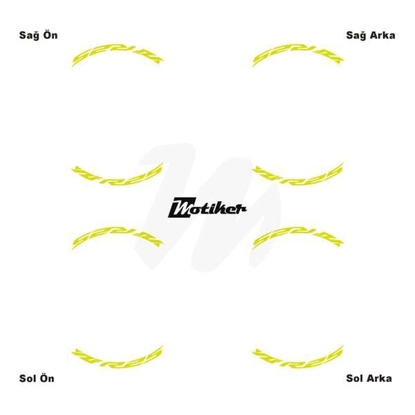 YAMAHA YZF-R25 JANT İÇİ YAZI STİCKER ETİKET MODELİ NEON SARI (YEŞİL)