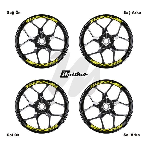 YAMAHA YZF-R25 JANT İÇİ YAZI STİCKER ETİKET MODELİ NEON SARI (YEŞİL)