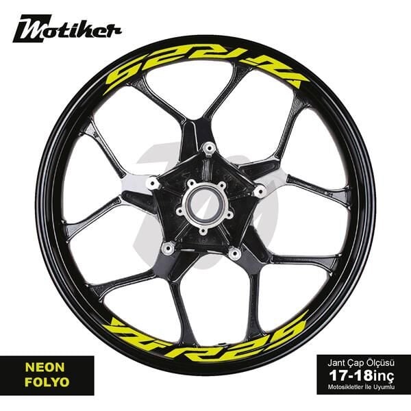 YAMAHA YZF-R25 JANT İÇİ YAZI STİCKER ETİKET MODELİ NEON SARI (YEŞİL)