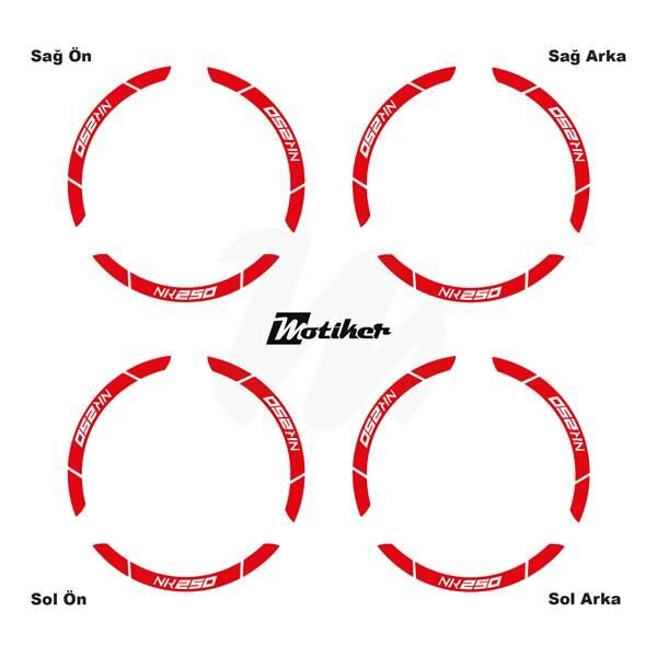 CFMOTO 250NK İÇ DIŞ JANT STİCKER ETİKET MODELİ KIRMIZI
