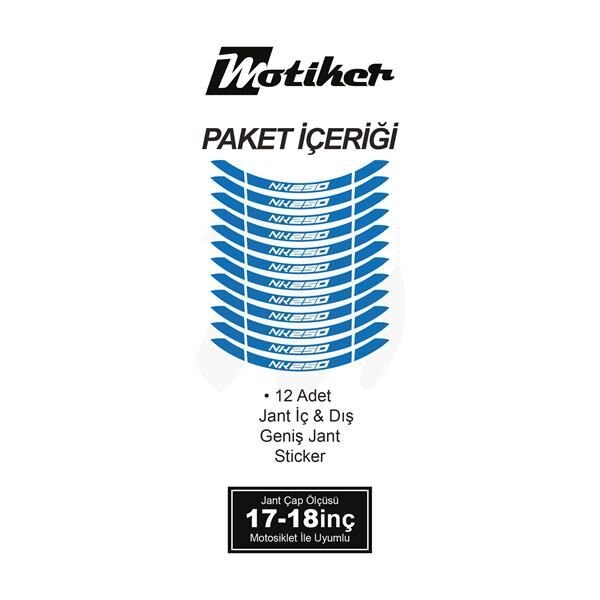 CFMOTO 250NK İÇ DIŞ JANT STİCKER ETİKET MODELİ MAVİ