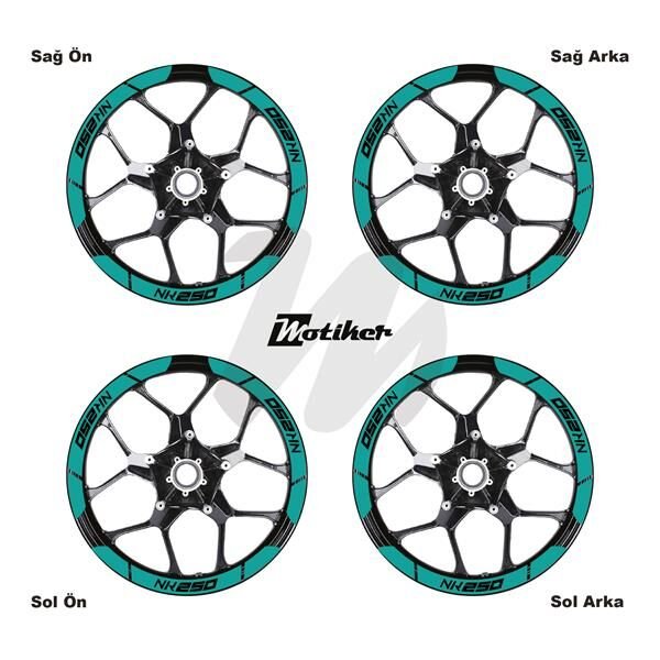 CFMOTO 250NK İÇ DIŞ JANT STİCKER ETİKET MODELİ TURKUAZ