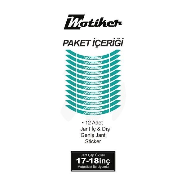 CFMOTO 250NK İÇ DIŞ JANT STİCKER ETİKET MODELİ TURKUAZ