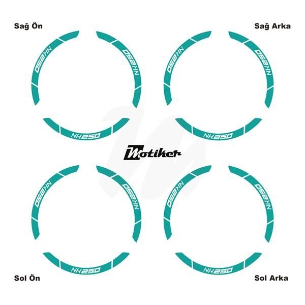 CFMOTO 250NK İÇ DIŞ JANT STİCKER ETİKET MODELİ TURKUAZ