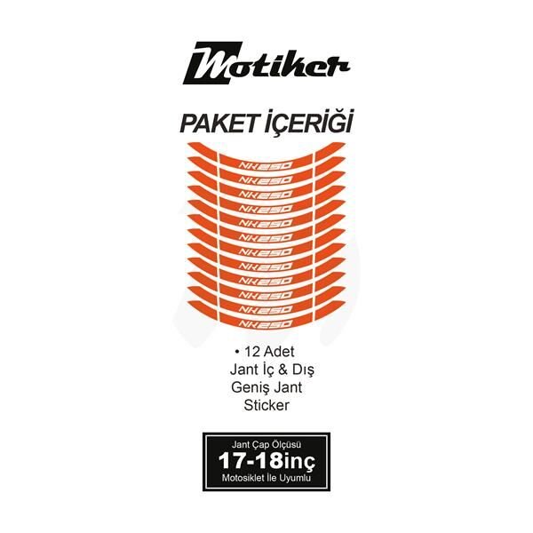 CFMOTO 250NK İÇ DIŞ JANT STİCKER ETİKET MODELİ TURUNCU