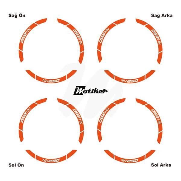 CFMOTO 250NK İÇ DIŞ JANT STİCKER ETİKET MODELİ TURUNCU
