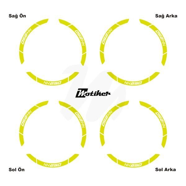 CFMOTO 250NK İÇ DIŞ JANT STİCKER ETİKET MODELİ NEON SARI (YEŞİL)