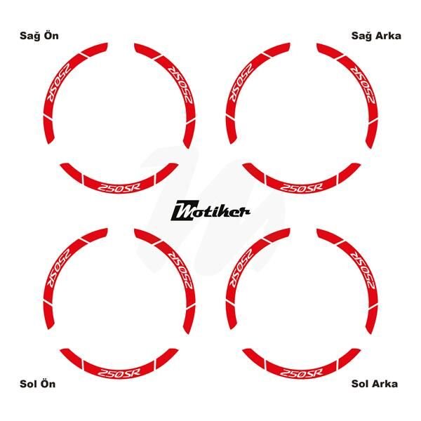 CFMOTO 250SR İÇ DIŞ JANT STİCKER ETİKET MODELİ KIRMIZI