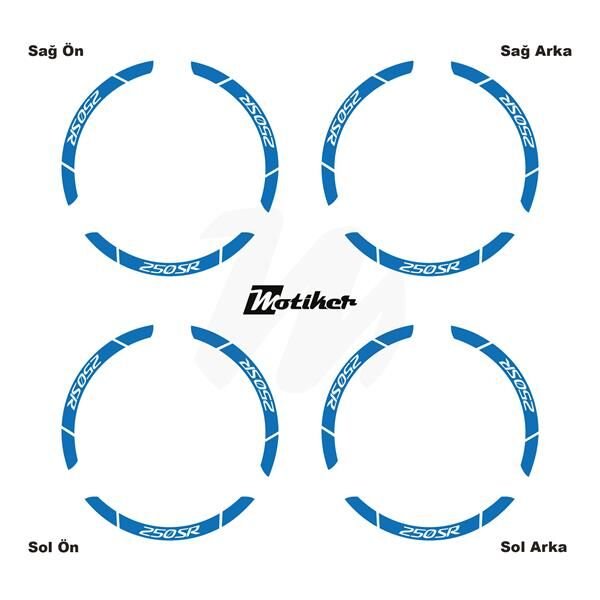 CFMOTO 250SR İÇ DIŞ JANT STİCKER ETİKET MODELİ MAVİ