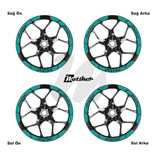 CFMOTO 250SR İÇ DIŞ JANT STİCKER ETİKET MODELİ TURKUAZ