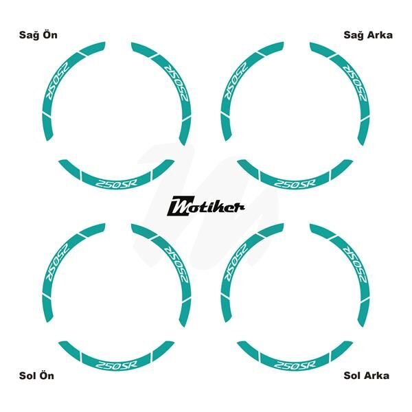 CFMOTO 250SR İÇ DIŞ JANT STİCKER ETİKET MODELİ TURKUAZ