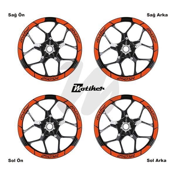 CFMOTO 250SR İÇ DIŞ JANT STİCKER ETİKET MODELİ TURUNCU