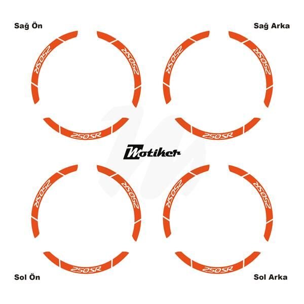 CFMOTO 250SR İÇ DIŞ JANT STİCKER ETİKET MODELİ TURUNCU